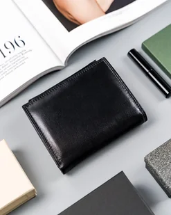 Cavaldi Portfel damski ze skóry naturalnej zamykany klapką, RFID - Portfele - miniaturka - grafika 3