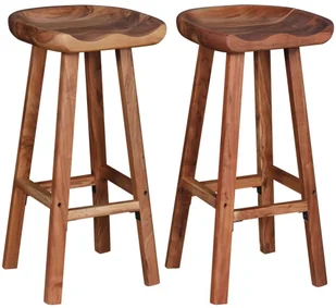 vidaXL Dwa stołki barowe z drewna akacjowego, 38x37x76 cm - Taborety i hokery - miniaturka - grafika 3