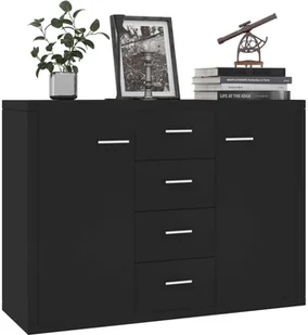 vidaXL Szafka, czarna, 88 x 30 x 75 cm, płyta wiórowa vidaXL - Szafki do salonu - miniaturka - grafika 3