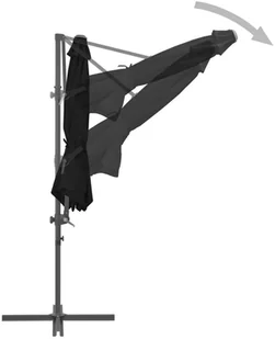 vidaXL Parasol wiszący na stalowym słupku, 300 cm, czarny 46998 - Parasole ogrodowe - miniaturka - grafika 6