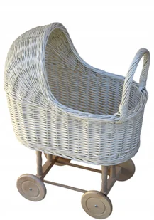 Wózek dla lalek wiklinowy Lalki z wikliny Biały - Wózki dla lalek - miniaturka - grafika 3