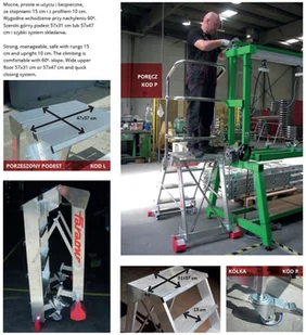 Faraone 996 99675083 Drabina magazynowa 4 stopniowa wysokość robocza 2,78m wymiary platformy 57x31 cm) 75083-uniw - Drabiny - miniaturka - grafika 3