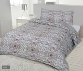 Pościel - Matex Multitex Pościel flanelowa szaro-czerwona, 2x 70x80 cm, 160x200 cm - miniaturka - grafika 1