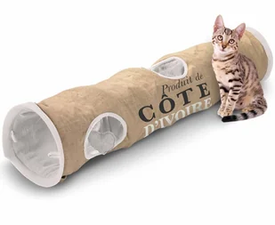 Laroy Group D&D Tunel dla kota Cote d'Ivoire, 25x120 cm, brązowo-biały, 434/436448 - Legowiska dla kotów - miniaturka - grafika 2