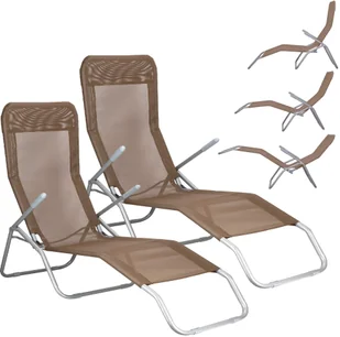 Leżak ogrodowy 2 szt. grawitacyjny brązowy zero gravity 2x GC0048 - Leżaki ogrodowe - miniaturka - grafika 2