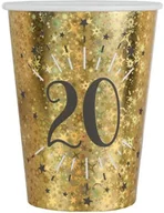 Naczynia i sztućce jednorazowe - SANTEX Kubeczki papierowe "20 urodziny Holo Gold"  250 ml 10 szt - miniaturka - grafika 1