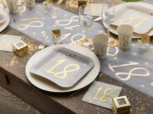 Santex Bieżnik "18 urodziny złote biały" SANTEX 500 x 30 cm SX6158-18 - Gadżety dla niej i dla niego - miniaturka - grafika 5