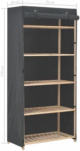 vidaXL vidaXL Szafa, szara, 79 x 40 x 170 cm, materiałowa - Szafy - miniaturka - grafika 12