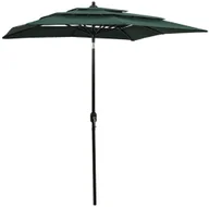 Parasole ogrodowe - vidaXL 3-poziomowy parasol na aluminiowym słupku, zielony, 2x2 m 313845 - miniaturka - grafika 1