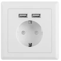 LANBERG Gniazdo podtynkowe 230V pojedyncze + 2x USB 2.1 A schuko SPL1OKGX0020 - Kable miedziane - miniaturka - grafika 2