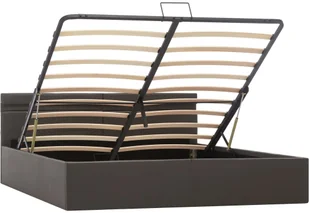 vidaXL Rama łóżka z podnośnikiem i LED, szara, ekoskóra, 160 x 200 cm - Łóżka - miniaturka - grafika 3