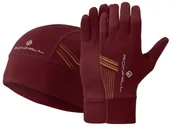 Czapki i chusty sportowe męskie - RONHILL RONHILL Zestaw czapka biegowa + rękawiczki biegowe BEANIE AND GLOVE SET bordowy - miniaturka - grafika 1