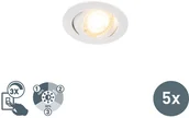 Oprawy, klosze i abażury - QAZQA Zestaw 5 reflektorów do wbudowania w kolorze białym  w tym diody LED z 3-stopniowym ściemnianiem - Mio - miniaturka - grafika 1
