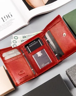 Cavaldi Mały, poziomy portfel damski ze skóry naturalnej, z ochroną RFID - Portfele - miniaturka - grafika 5