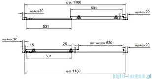 Omnires Chelsea kabina prostokątna 140x80cm przejrzysta NDP14X+NDR80X - Kabiny prysznicowe - miniaturka - grafika 2
