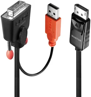 LINDY 41979 Kabel DVI-D DisplayPort z złączem zasilającym USB 5m LY-41979 - Kable USB - miniaturka - grafika 2