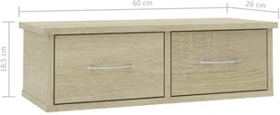 vidaXL vidaXL Półka ścienna z szufladami, dąb sonoma, 60x26x18,5 cm - Półki do salonu - miniaturka - grafika 7