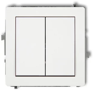 Karlik elektrotechnik DECO Przycisk świecznikowy (dwa klawisze bez piktogramów, wspólne zasilanie) biały mat 25DWP-44.1 25DWP-44.1 - Gniazdka elektryczne - miniaturka - grafika 2