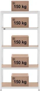 MSW MSW Regał magazynowy 100 x 60 x 197 cm 5 x 150 kg szary MSW-STSH-28 - Szafy i regały magazynowe - miniaturka - grafika 6