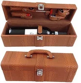 Zestawy do wina - GMMH LN 16 - 12 zestaw akcesoriów do wina (nóż kelnerski, korkociąg, zamknięcie do butelki, termometr do wina, wylewka) w eleganckiej skrzynce ze sztucznej skóry, łącznie 6 elementów weinzubehör - miniaturka - grafika 1