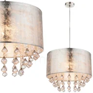 Lampy stojące - Globo Lighting LAMPA wisząca AMY 15188H3 abażurowa OPRAWA okrągła ZWIS z kryształkami glamour crystal srebrny 15188H3 - miniaturka - grafika 1