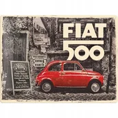 Plakaty - Metalowy Plakat 30X40cm Fiat 500 Red Car Retro Hit - miniaturka - grafika 1
