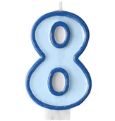 Urodziny dla dorosłych - PartyDeco Świeczka na tort " 8", błękitna SCU1-8-001 - miniaturka - grafika 1
