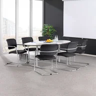 Fotele i krzesła biurowe - AJ Krzesło konferencyjne Simcoe tkanina czarny aluminium 103425 - miniaturka - grafika 1