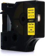 Etykiety do drukarek - Dymo JetWorld Taśma JetWorld Zamiennik Rhino Czarny na Żółtym 9mm x 5 5m Winylowa Vinyl 18431) JWT-D18431N - miniaturka - grafika 1
