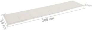 vidaXL Poduszka na ławkę ogrodową, kremowa, 200 x 50 x 3 cm - Poduszki ogrodowe - miniaturka - grafika 6