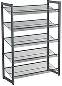 Szafki na buty - SONGMICS Songmics LMR005GB 5-poziomowy regał na buty, metalowy stojak na buty z możliwością rozszerzenia, regulowana półka na buty, na 15-20 par butów, krótkie kozaki, czółenka, 74 x 104 x 30,7 cm, ciemnoszary - miniaturka - grafika 1