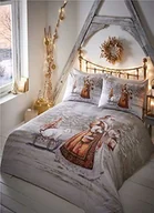 Pozostałe akcesoria świąteczne - Twilight Santa Twilight Santa Świąteczna poszewka na kołdrę i 2 poszewki na poduszkę, beżowa, podwójna 12399897 - miniaturka - grafika 1