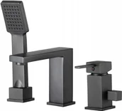 Akcesoria do armatury i ceramiki - Bateria Wannowa 3 otworowa Czarna Prysznicowa - miniaturka - grafika 1