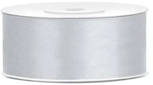 PartyDeco Tasiemka satynowa, srebrna, 25 mm / 25 m TS25-018 - Pasmanteria - miniaturka - grafika 2