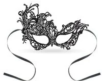 GoDan Maseczka ażurowa, czarna - Dodatki do strojów karnawałowych - miniaturka - grafika 2