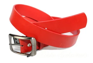 Pas-Max Pasek Skórzany Damski (PL) Gładki 40 mm Skóra Licowa EXTRA CZERWONY - Paski - miniaturka - grafika 2