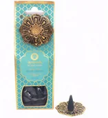 Kadzidła i dodatki - Song Of India Kadzidełka 20 stożków z metalową podstawką - Nuta Morska z Oud Drewno Agarowe (Dosha Pitta) - Luxurious Veda - miniaturka - grafika 1