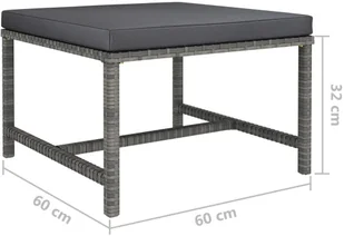 vidaXL 3-częściowa sofa do ogrodu, z poduszkami, szara, polirattanowa - Komplety wypoczynkowe - miniaturka - grafika 9