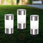 Lampy ogrodowe - Globo Lighting Solarna lampa cokołowa LED Valea, stal szlachetna - miniaturka - grafika 1