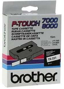 Brother Oryginał Taśma 9mm/8m biała z czarnym nadrukiem TX221 - Dodatki do drukarek i skanerów - miniaturka - grafika 7