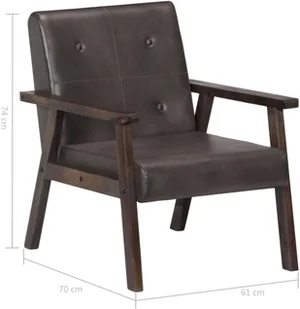 vidaXL Fotel, szary, 61x70x74 cm, prawdziwa skóra - Fotele - miniaturka - grafika 5