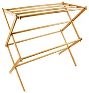 Półki łazienkowe - Relaxdays Wieszak na ręcznik z bambusa, składany,  HBT 73 x 74 x 36 cm składany stojak na ręcznik z drewna z 8 drążki na ręczniki jako podstawka pod zajmujący mało miejsca na pranie, dla mężczyzn pomoc 10017158 - miniaturka - grafika 1