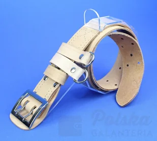 WIREX (PL) Wojskowy Pas Męski Skórzany OFICER RUBIN (PL) Skóra Licowa SUROWA SKÓRA Super Wytrzymały Z Płytką I Przeszyciami P140JUCHT - Paski - miniaturka - grafika 4