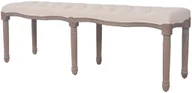 Ławki do przedpokoju - vidaXL Ławka do przedpokoju, len i lite drewno, 150x40x48 cm, kremowa vidaXL - miniaturka - grafika 1