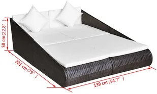 vidaXL Leżanka ogrodowa, brązowa, 201x139 cm, rattan PE vidaXL - Sofy ogrodowe - miniaturka - grafika 6