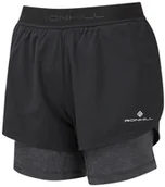 Spodnie sportowe damskie - RONHILL RONHILL Spodenki do biegania damskie WMN'S TECH TWIN SHORT czarne - miniaturka - grafika 1