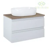 Szafki łazienkowe - Oltens Oltens Vernal szafka 80 cm podumywalkowa wisząca z blatem szary mat/dąb 60001760 - miniaturka - grafika 1