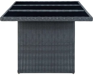 vidaXL Stół ogrodowy, ciemnoszary, polirattan i hartowane szkło - Stoły ogrodowe - miniaturka - grafika 3