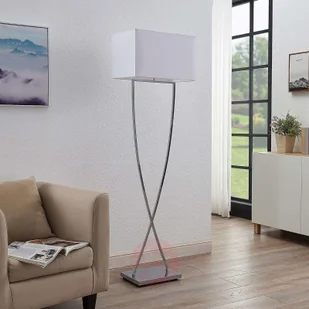 LUCANDE Lucande Evaine lampa podłogowa chrom, klosz biały - Lampy stojące - miniaturka - grafika 2