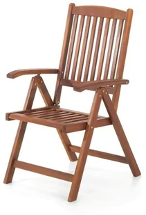 Shumee Krzesło ogrodowe ciemne drewno z poduszką jasnoczerwoną TOSCANA 150731 - Fotele i krzesła ogrodowe - miniaturka - grafika 5